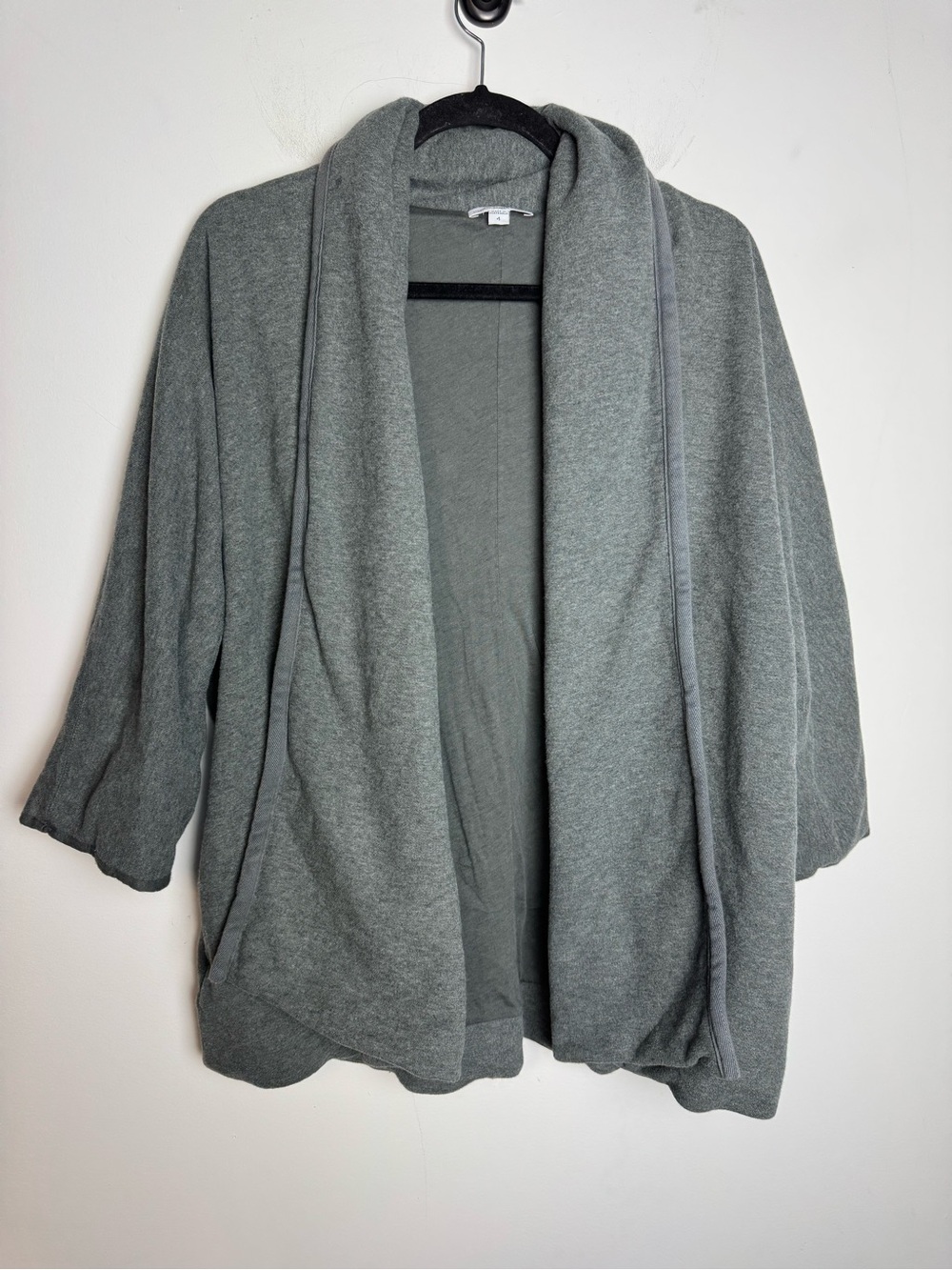 James Perse Open-Front Gray Shawl Collar Sweater Cardigan